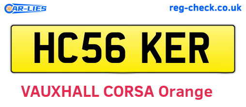 HC56KER are the vehicle registration plates.