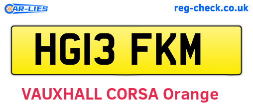 HG13FKM are the vehicle registration plates.