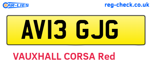 AV13GJG are the vehicle registration plates.