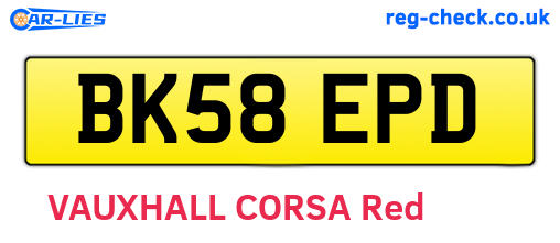 BK58EPD are the vehicle registration plates.