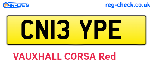 CN13YPE are the vehicle registration plates.
