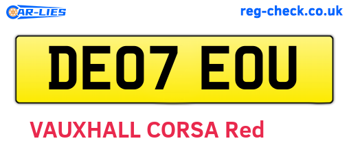 DE07EOU are the vehicle registration plates.