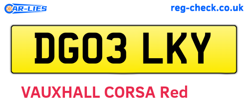 DG03LKY are the vehicle registration plates.