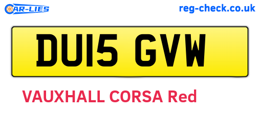 DU15GVW are the vehicle registration plates.
