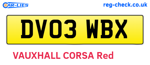 DV03WBX are the vehicle registration plates.