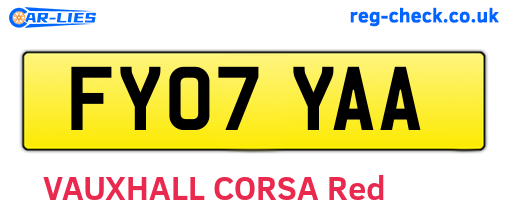 FY07YAA are the vehicle registration plates.