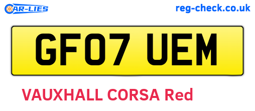 GF07UEM are the vehicle registration plates.