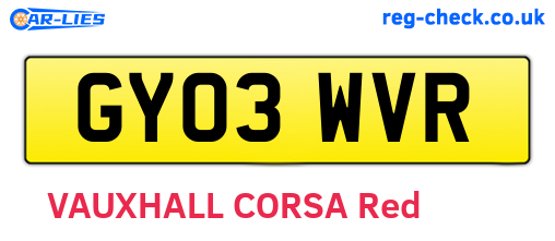 GY03WVR are the vehicle registration plates.