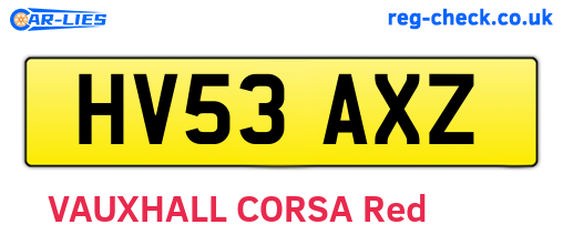 HV53AXZ are the vehicle registration plates.