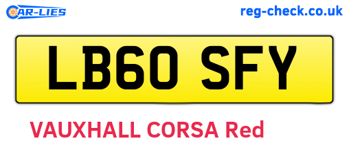 LB60SFY are the vehicle registration plates.