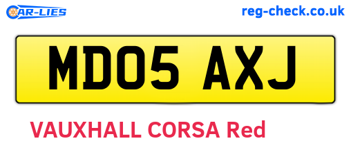 MD05AXJ are the vehicle registration plates.