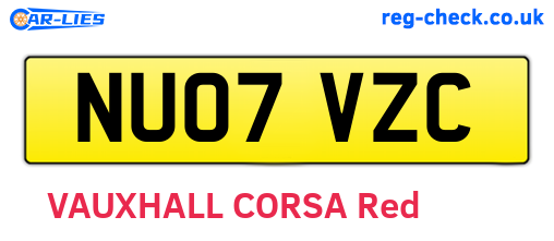 NU07VZC are the vehicle registration plates.