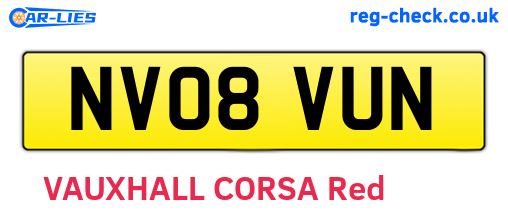 NV08VUN are the vehicle registration plates.