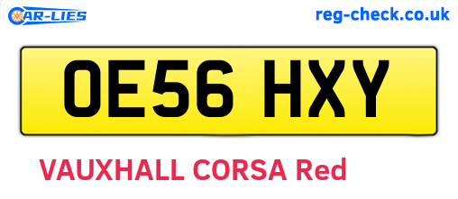 OE56HXY are the vehicle registration plates.