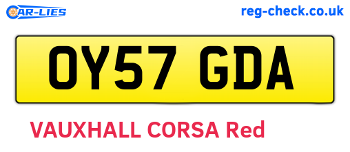 OY57GDA are the vehicle registration plates.