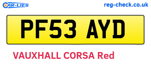 PF53AYD are the vehicle registration plates.