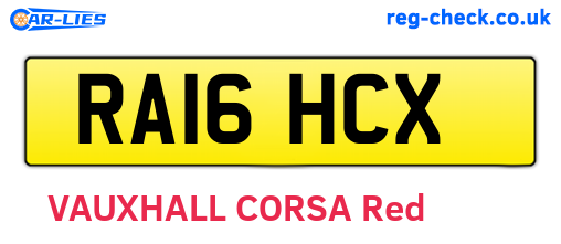RA16HCX are the vehicle registration plates.