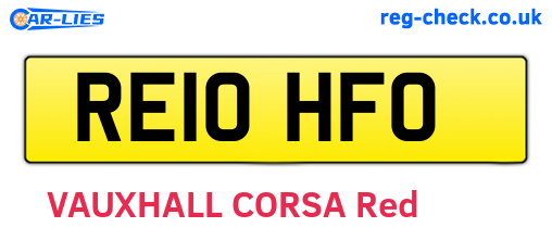 RE10HFO are the vehicle registration plates.