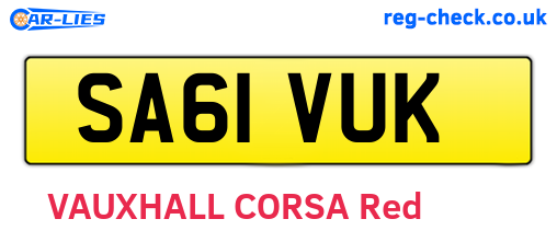 SA61VUK are the vehicle registration plates.