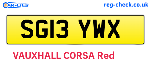 SG13YWX are the vehicle registration plates.