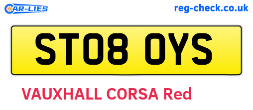ST08OYS are the vehicle registration plates.
