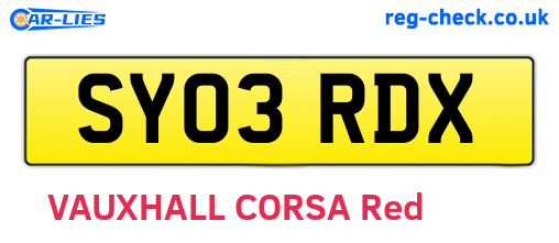 SY03RDX are the vehicle registration plates.