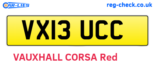 VX13UCC are the vehicle registration plates.