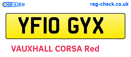 YF10GYX are the vehicle registration plates.