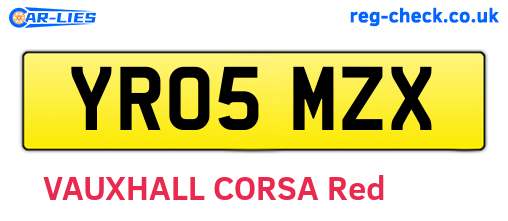 YR05MZX are the vehicle registration plates.