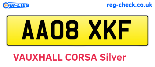 AA08XKF are the vehicle registration plates.