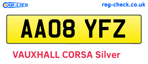 AA08YFZ are the vehicle registration plates.