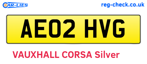 AE02HVG are the vehicle registration plates.