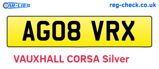 AG08VRX are the vehicle registration plates.