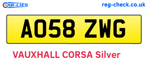 AO58ZWG are the vehicle registration plates.
