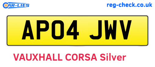 AP04JWV are the vehicle registration plates.