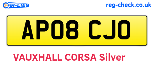 AP08CJO are the vehicle registration plates.