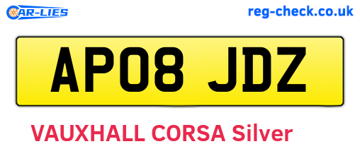 AP08JDZ are the vehicle registration plates.