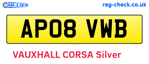 AP08VWB are the vehicle registration plates.