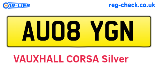 AU08YGN are the vehicle registration plates.