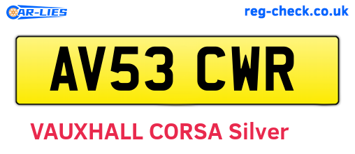 AV53CWR are the vehicle registration plates.