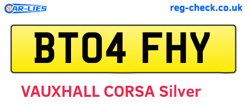 BT04FHY are the vehicle registration plates.