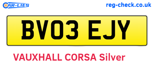 BV03EJY are the vehicle registration plates.
