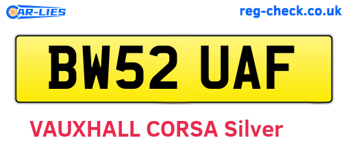 BW52UAF are the vehicle registration plates.