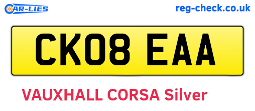 CK08EAA are the vehicle registration plates.