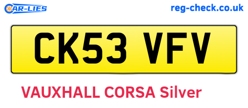 CK53VFV are the vehicle registration plates.