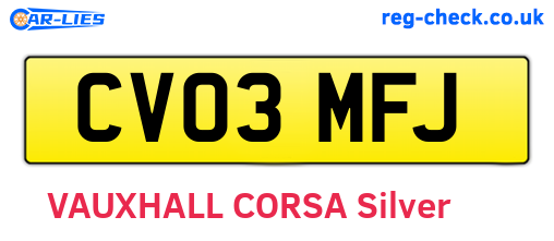 CV03MFJ are the vehicle registration plates.