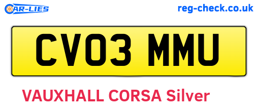 CV03MMU are the vehicle registration plates.