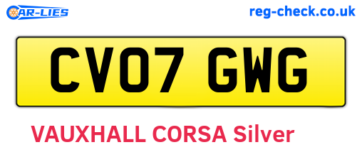 CV07GWG are the vehicle registration plates.