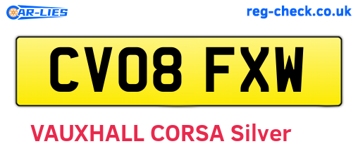 CV08FXW are the vehicle registration plates.