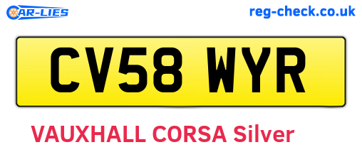 CV58WYR are the vehicle registration plates.